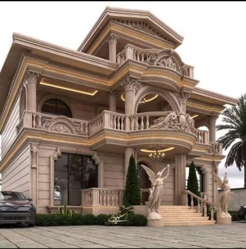 سنگکاری نما و ساختمان – تزئینات نما به سبکهای مدرن رومی کلاسیک در آستانه اشرفیه