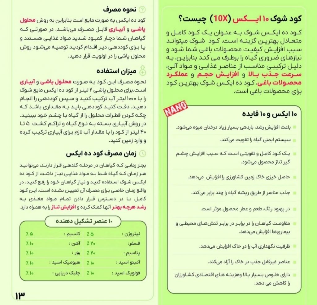 فروش کود ١٠x شوک برای بهره وری کشاورزی در ساری